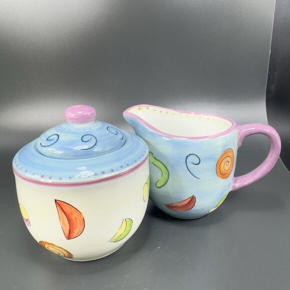 Dansk Ratatouille Creamer And Sugar Bowl Set Ceramic Hand Painted Multicolored - Picture 16 of 16